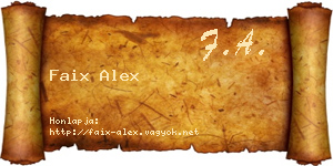 Faix Alex névjegykártya